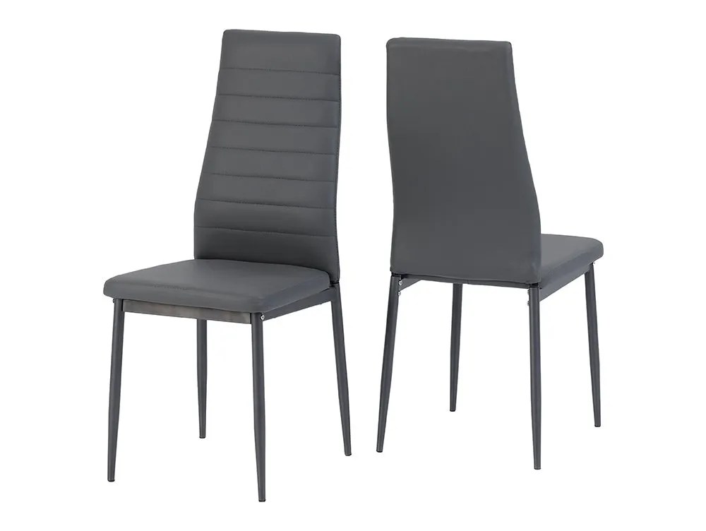Seconique Abbey Grey Faux Leather Set of 2 Dining Chairs