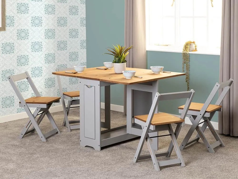 Seconique Santos Butterfly Grey and Pine Dining Table and 4 Chairs
