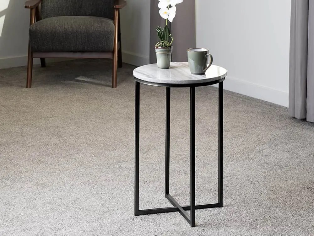 Seconique Dallas Marble Effect and Black Lamp Table