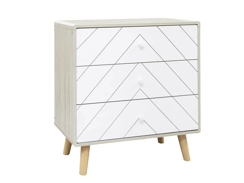 Seconique Dixie Grey and White 3 Drawer Chest of Drawers