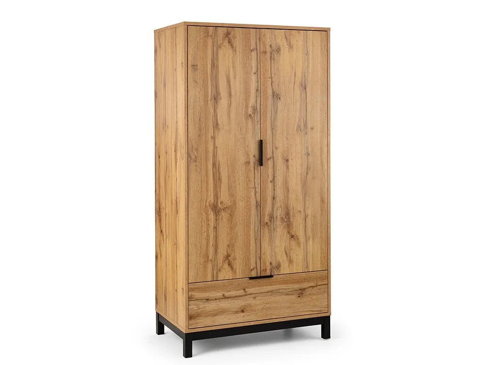 Julian Bowen Bali Oak 2 Door 1 Drawer Wardrobe