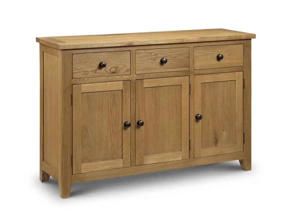 Julian Bowen Astoria Waxed Oak Wooden 3 Door 3 Drawer Sideboard (Assembled)