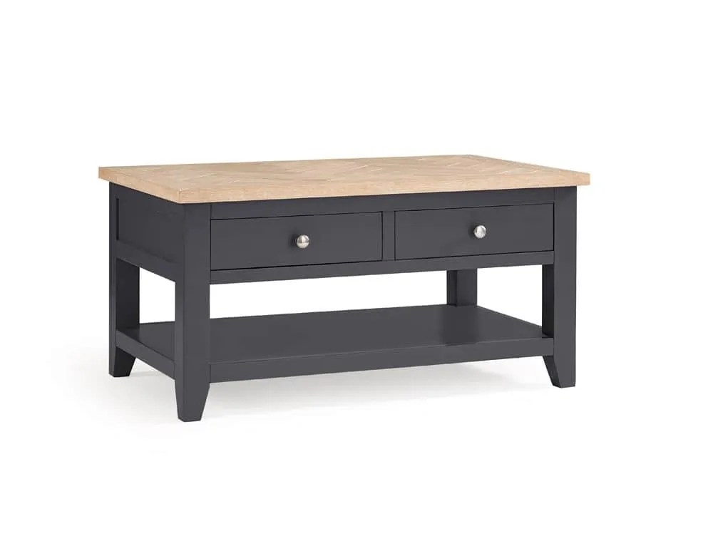 Julian Bowen Bordeaux Grey and Oak Wooden 2 Drawer Coffee Table (Assembled)