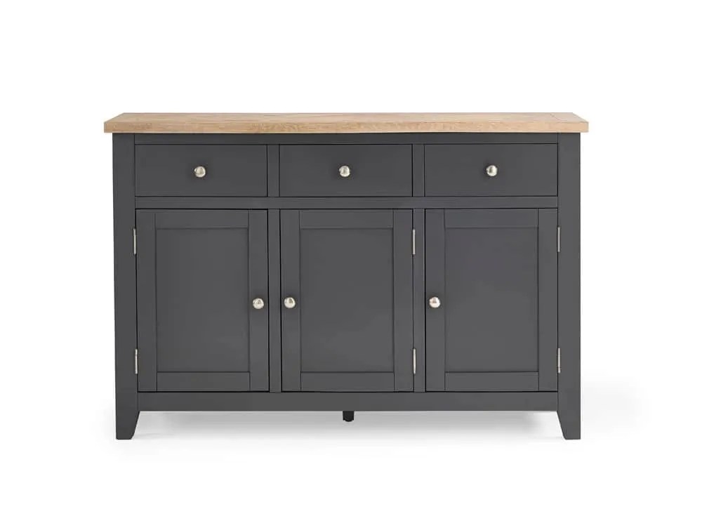 Julian Bowen Bordeaux Grey and Oak Wooden 3 Door 3 Drawer Sideboard (Assembled)