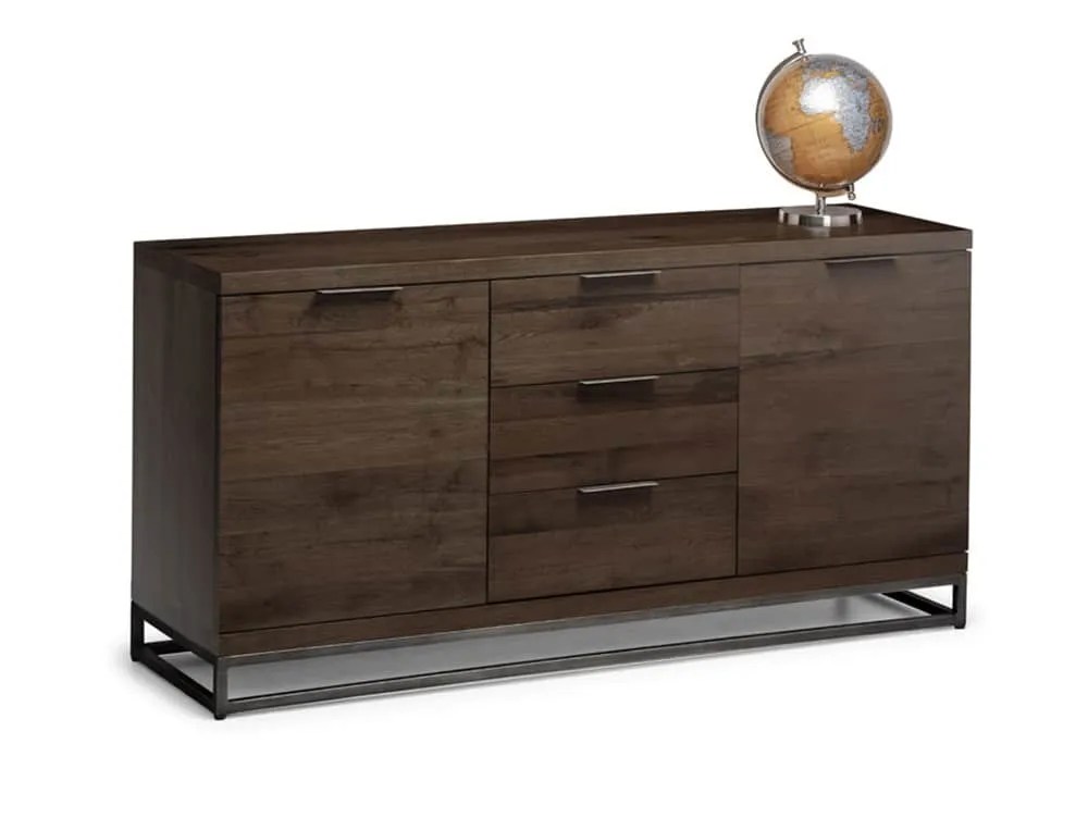 Julian Bowen Brooklyn Dark Oak Wooden 2 Door 3 Drawer Sideboard
