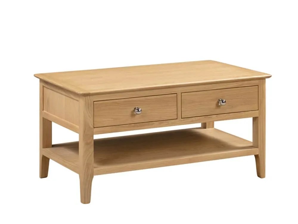 Julian Bowen Cotswold Oak 2 Drawer Coffee Table (Assembled)