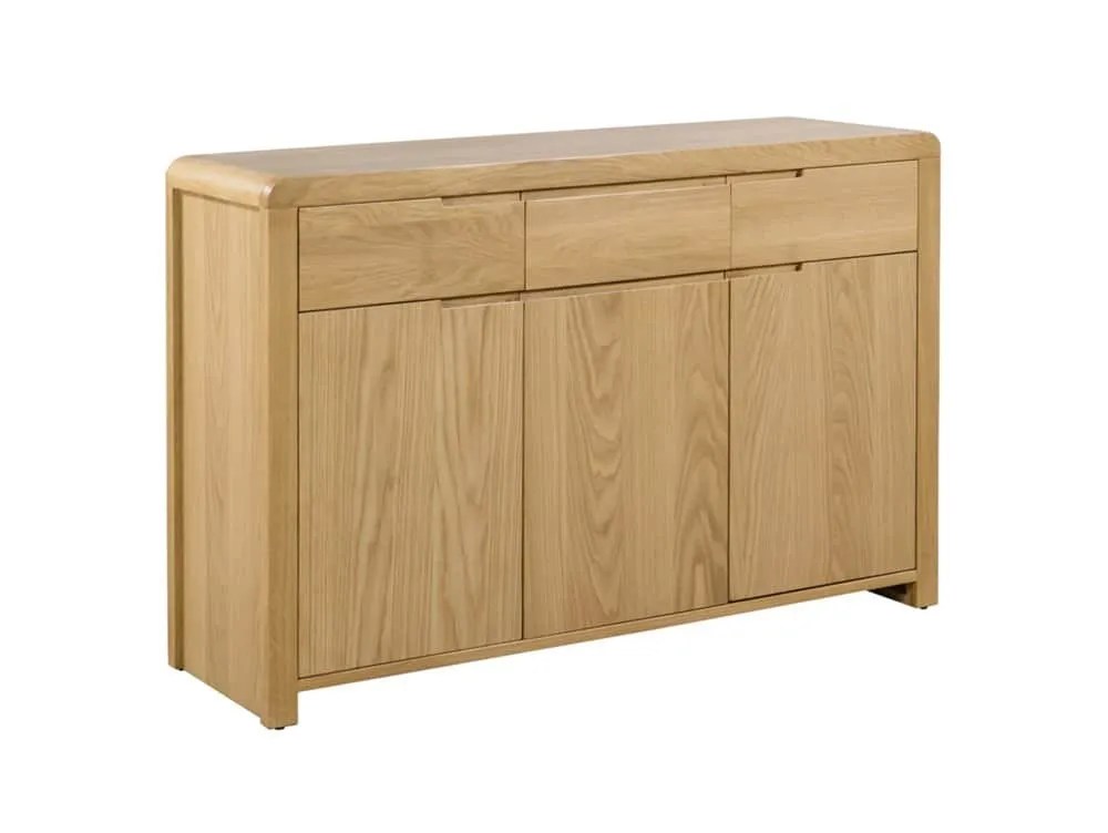 Julian Bowen Curve Oak 3 Door 3 Drawer Sideboard (Assembled)