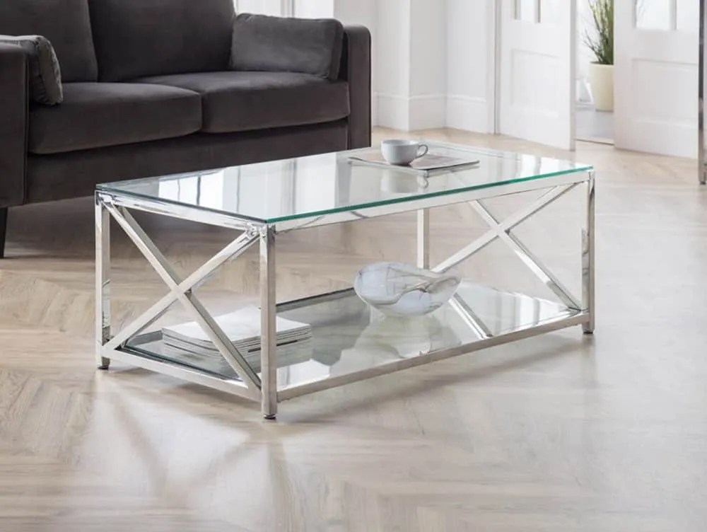 Julian Bowen Miami Glass and Chrome Coffee Table