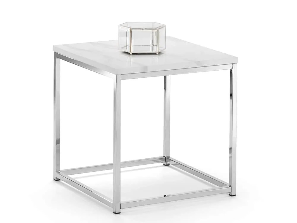 Julian Bowen Scala Marble Effect and Chrome Lamp Table