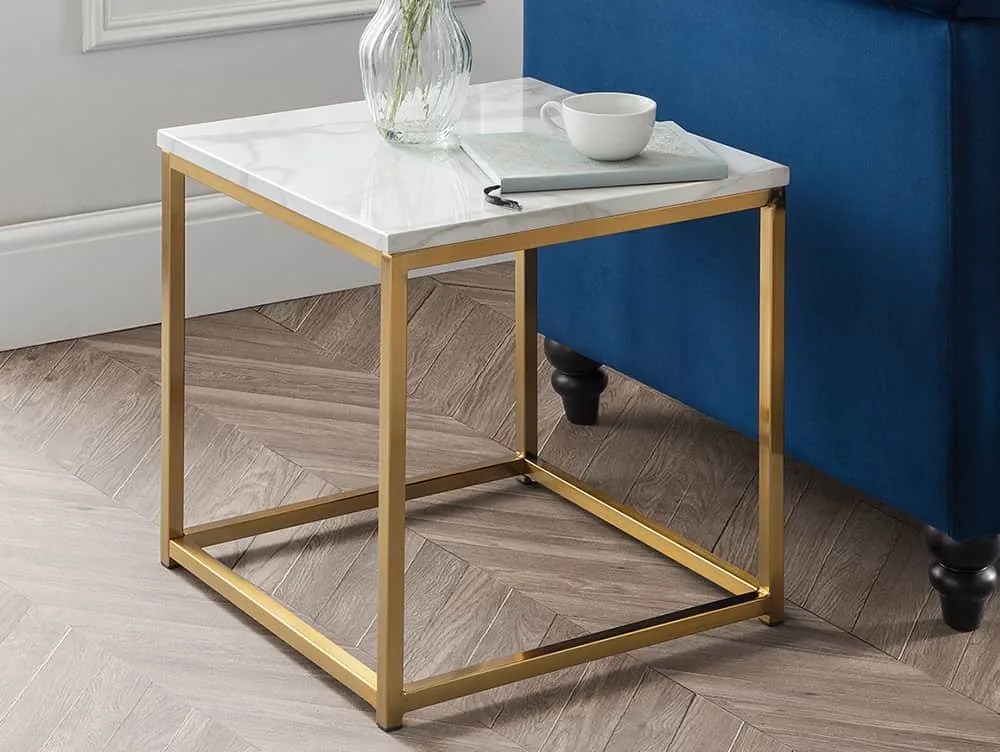 Julian Bowen Scala Marble Effect and Gold Lamp Table