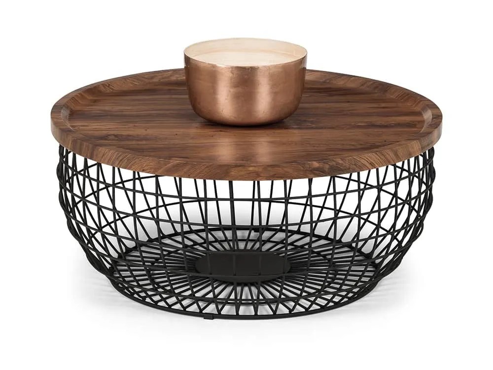 Julian Bowen Smithson Walnut Effect and Black Storage Coffee Table