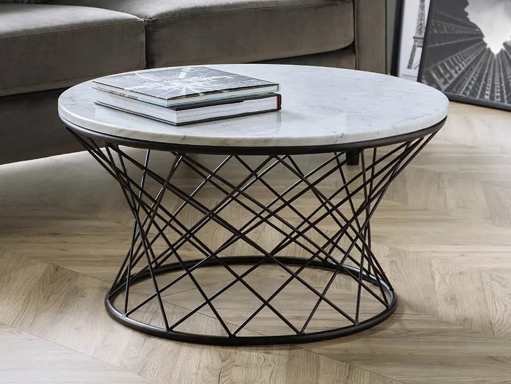 Julian Bowen Trevi Marble and Black Coffee Table