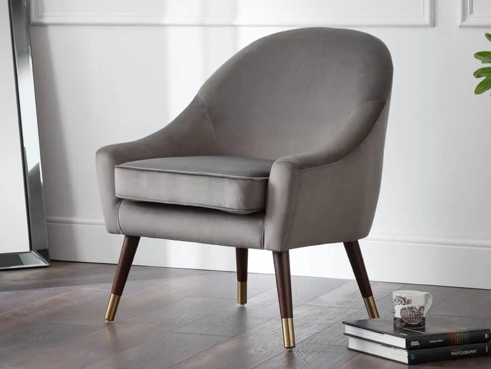 Julian Bowen Elliot Grey Velvet Armchair