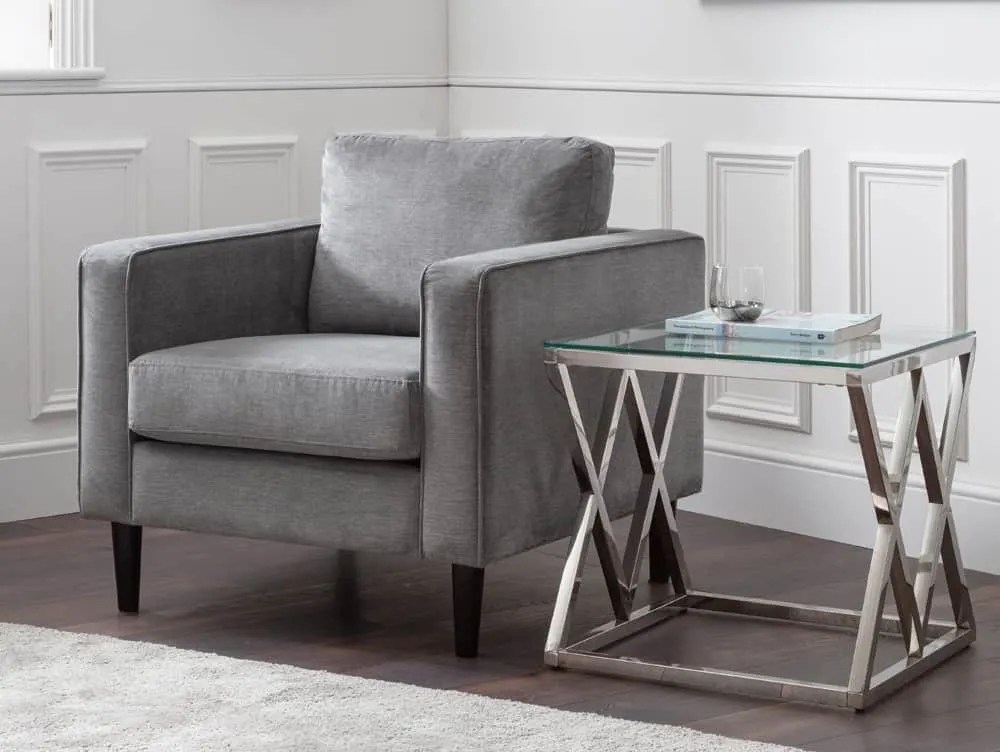 Julian Bowen Hayward Grey Chenille Armchair