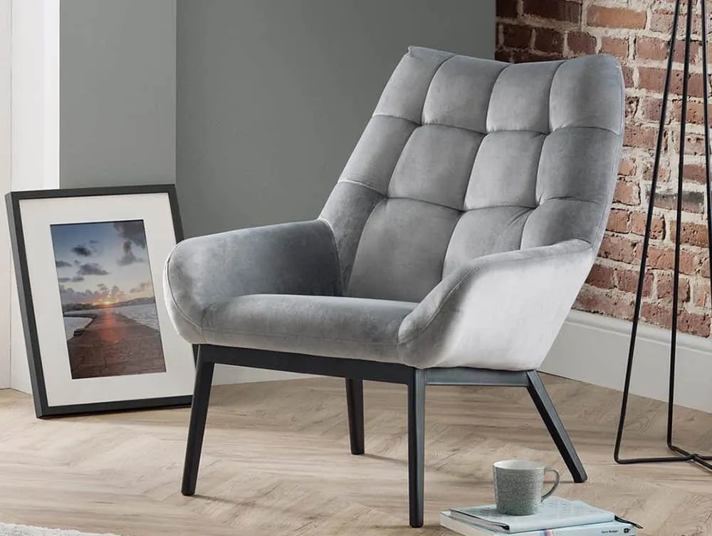Julian Bowen Lucerne Grey Velvet Accent Chair