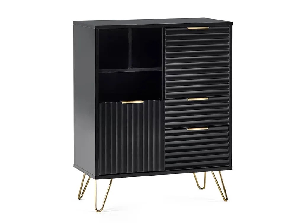 Julian Bowen Murano Black and Gold 2 Door 2 Drawer Sideboard