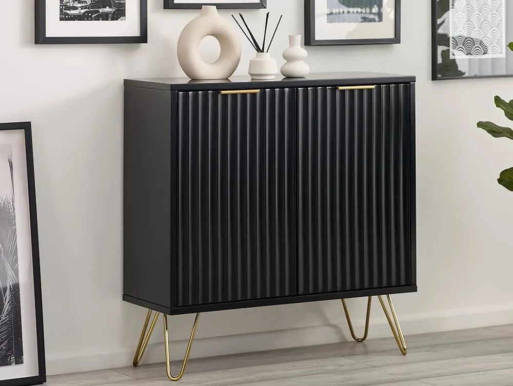 Julian Bowen Murano Black and Gold 2 Door Compact Sideboard
