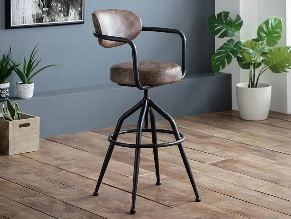 Julian Bowen Barbican Brown Faux Leather Bar Stool
