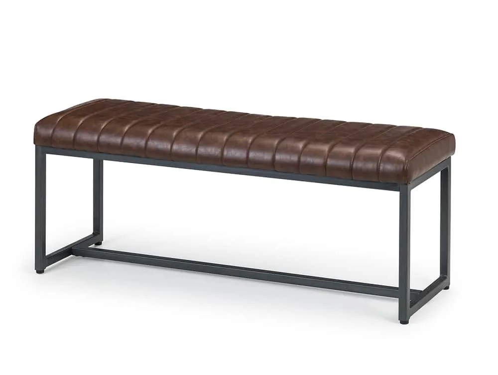 Julian Bowen Brooklyn 121cm Brown Faux Leather Dining Bench
