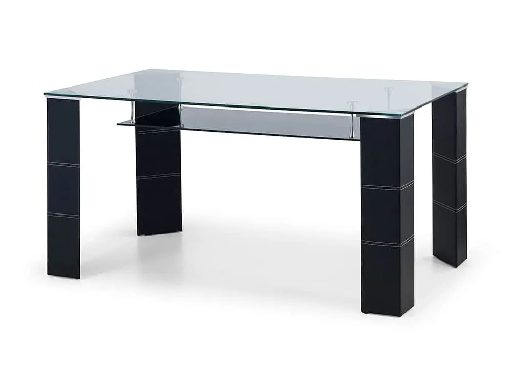 Julian Bowen Greenwich 150cm Glass and Leather Dining Table