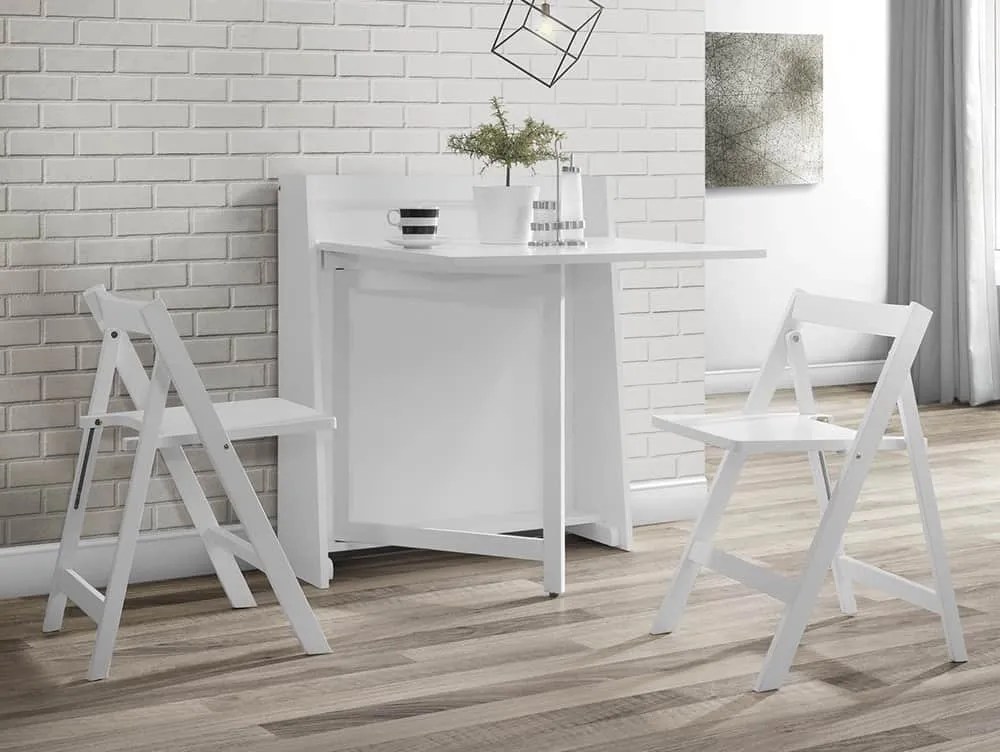Julian Bowen Helsinki White Foldaway Dining Table and 2 Chair Set