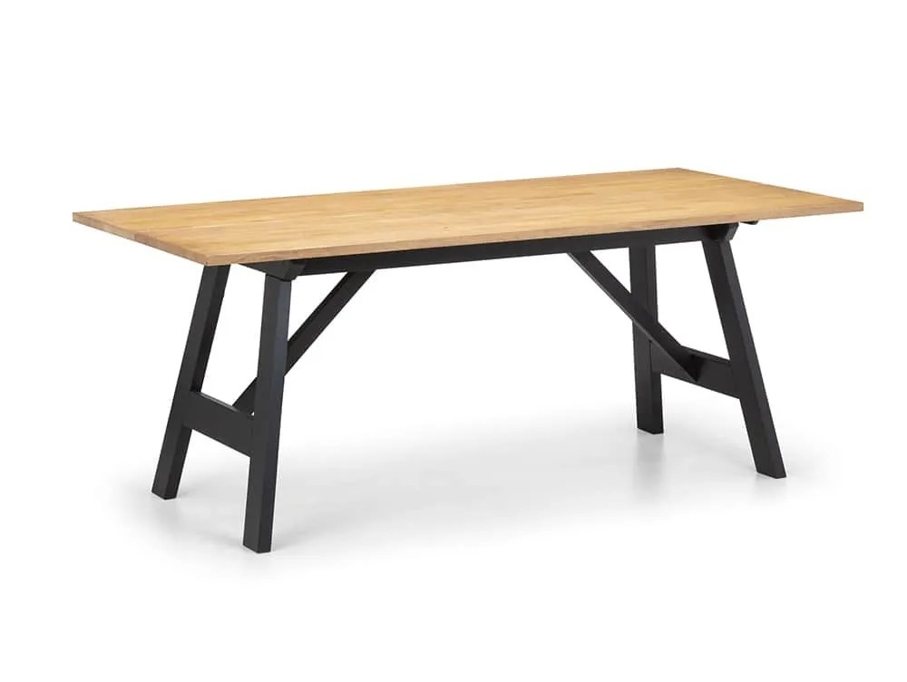 Julian Bowen Hockley 190cm Black and Light Oak Dining Table
