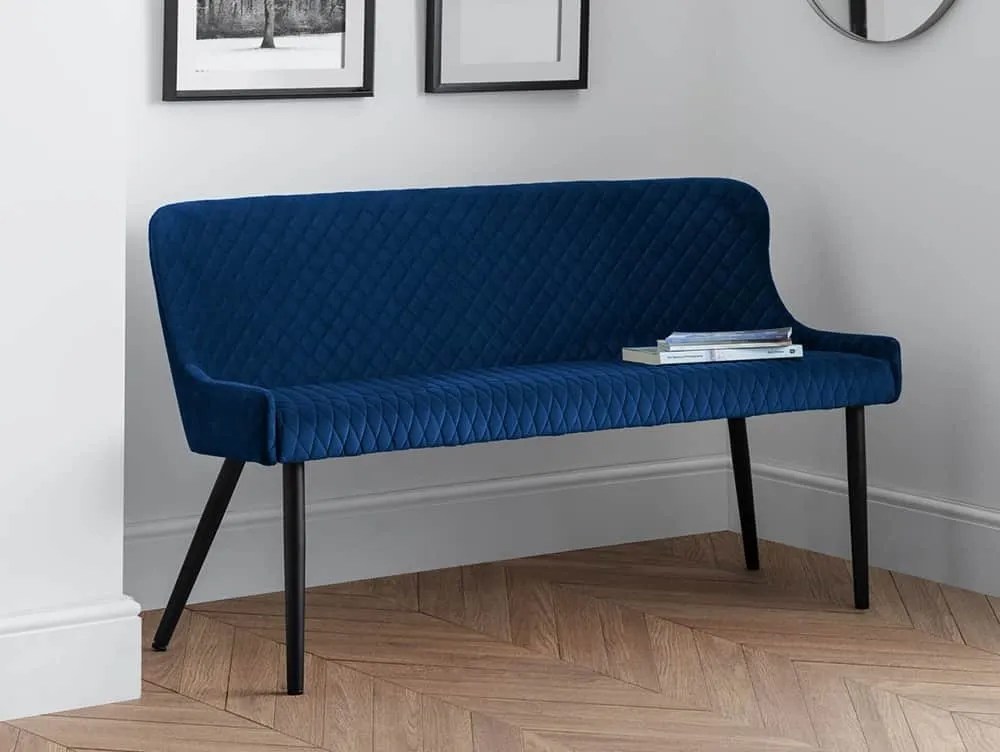 Julian Bowen Luxe 143cm Blue Velvet Dining Bench