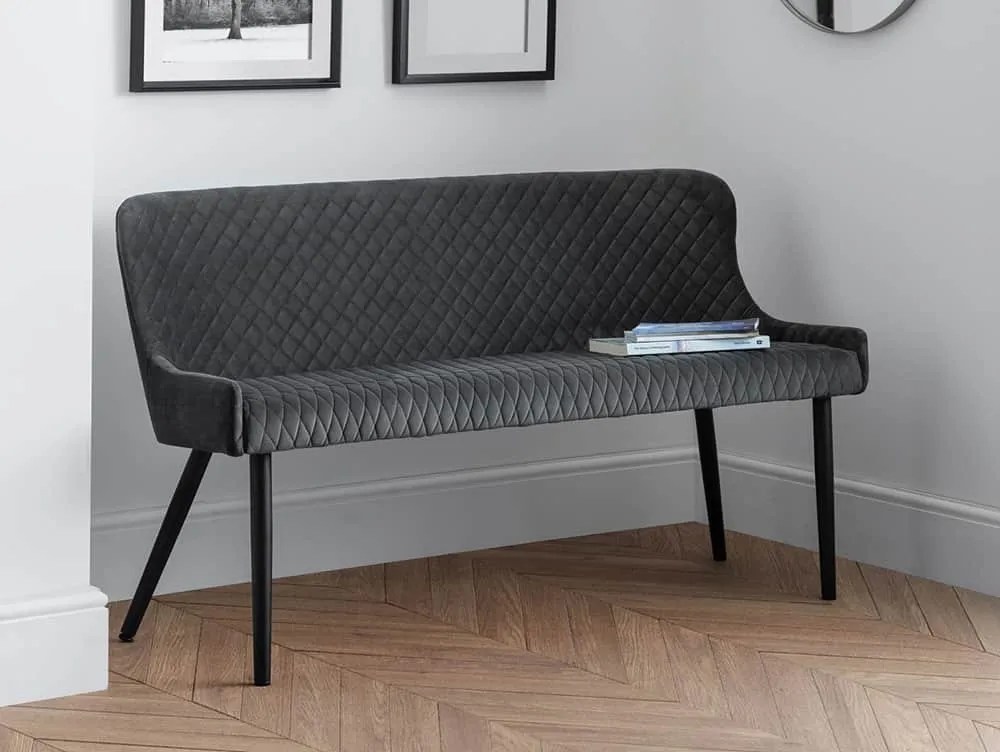 Julian Bowen Luxe 143cm Grey Velvet Dining Bench