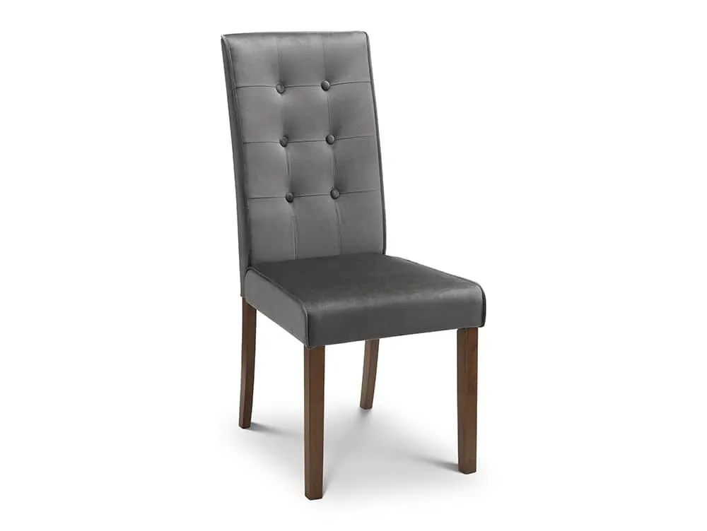 Julian Bowen Madrid Set of 2 Grey Velvet Dining Chairs