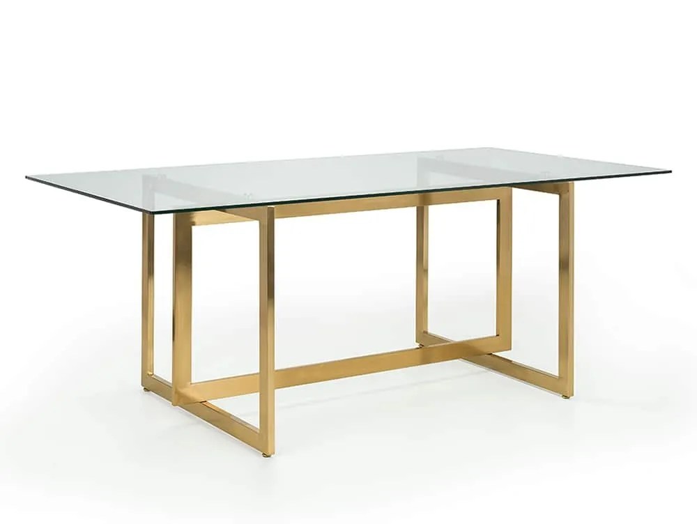 Julian Bowen Minori 200cm Glass and Gold Dining Table