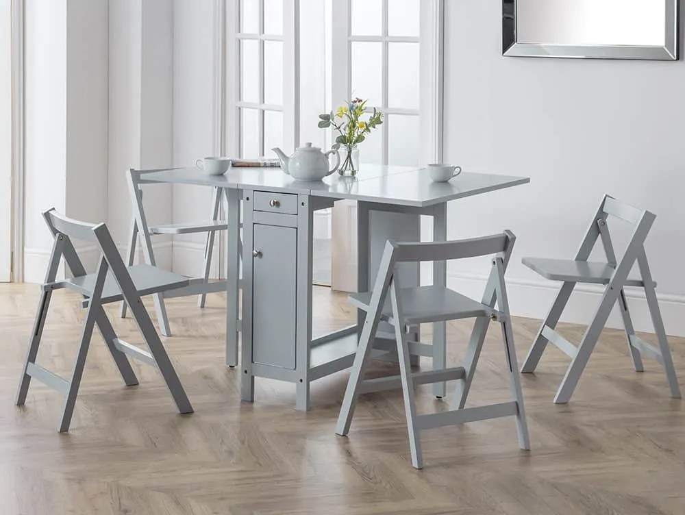 Julian Bowen Savoy Grey Foldaway Dining Table and 4 Chair Set