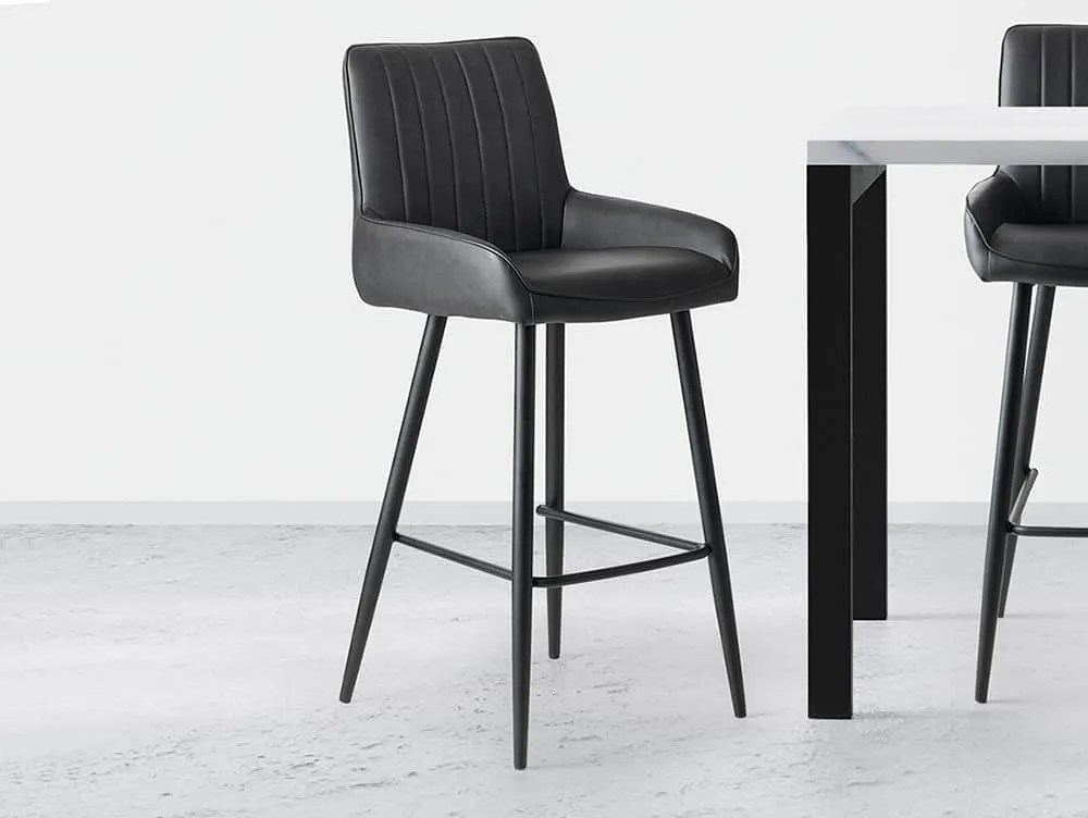 Julian Bowen Soho Black Faux Leather Bar Stool