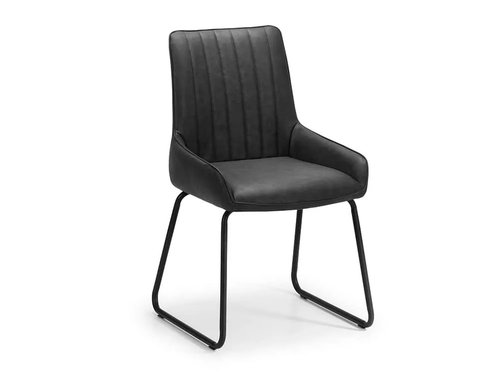 Julian Bowen Soho Set of 2 Black Faux Leather Dining Chairs
