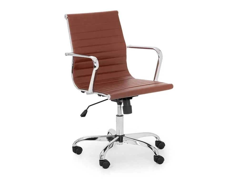 Julian Bowen Gio Brown Faux Leather and Chrome Office Chair