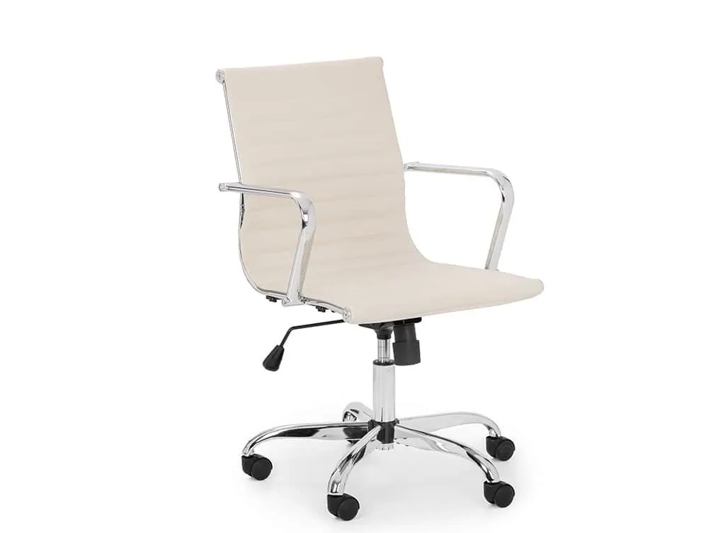 Julian Bowen Gio Ivory Faux Leather and Chrome Office Chair