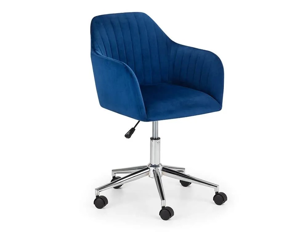 Julian Bowen Kahlo Blue Velvet and Chrome Office Chair