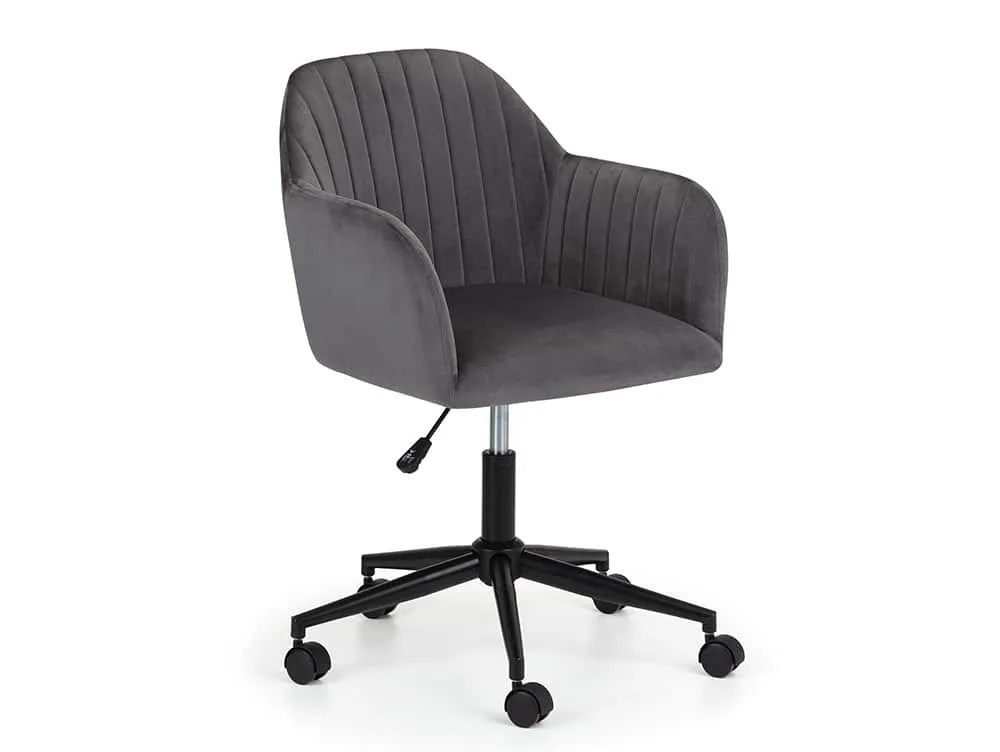 Julian Bowen Kahlo Grey Velvet and Black Office Chair