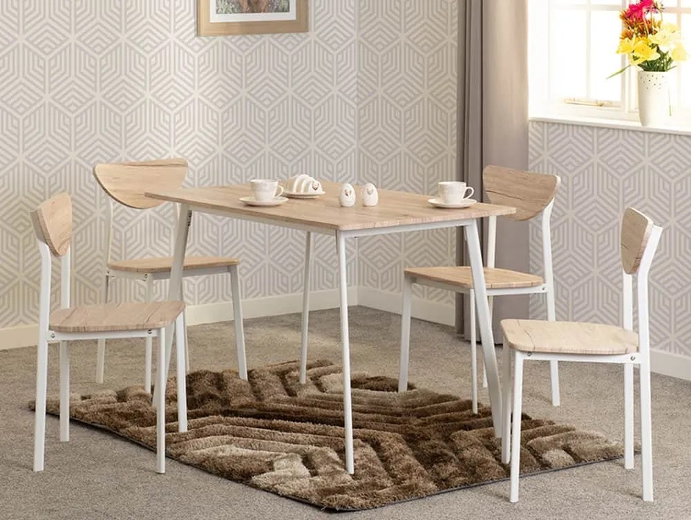 Seconique Riley White and Oak Dining Table and 4 Chair Set