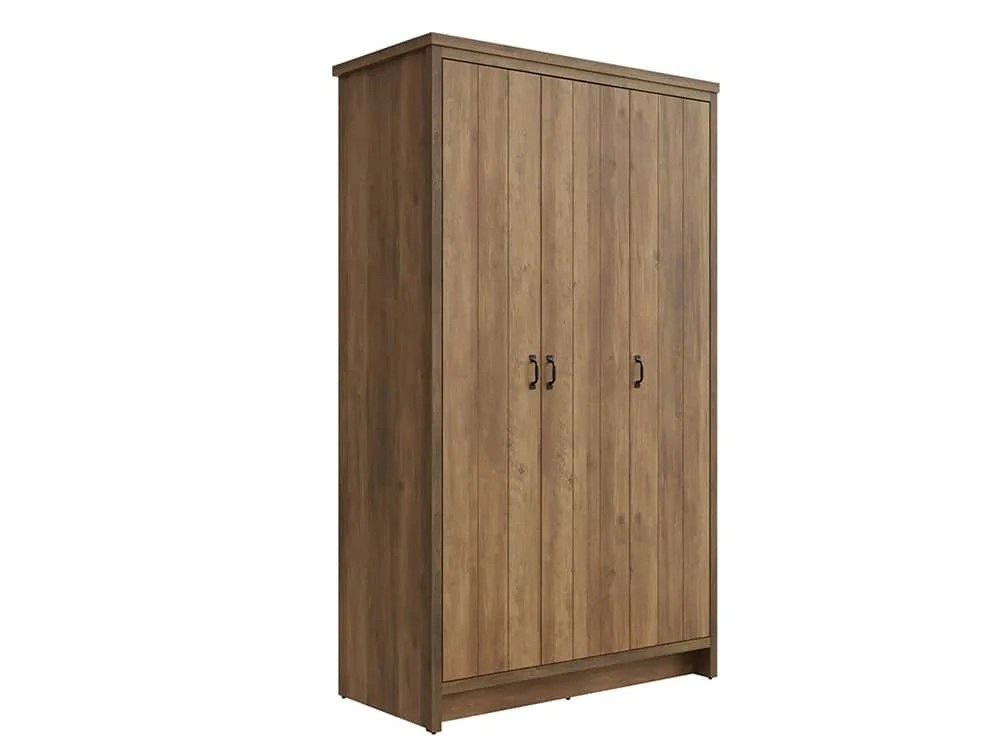 GFW Boston Knotty Oak Effect 3 Door Triple Wardrobe