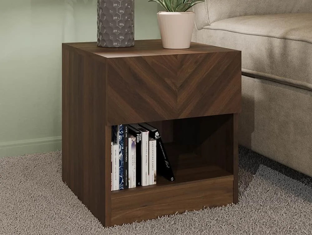 GFW Catania Royal Walnut 1 Drawer Lamp Table