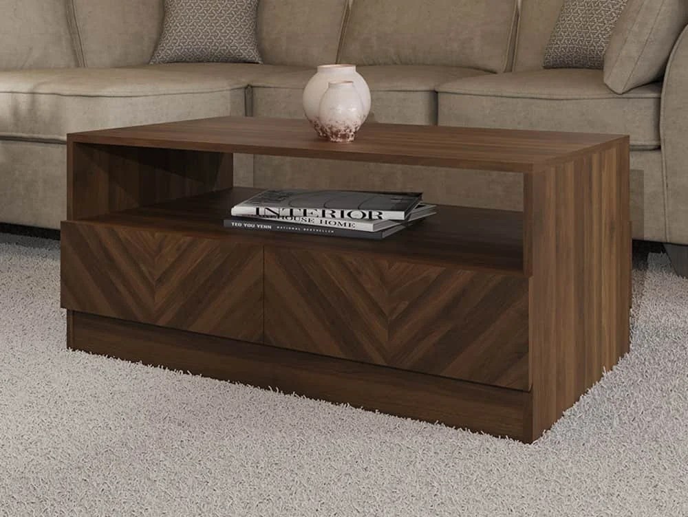 GFW Catania Royal Walnut 2 Drawer Coffee Table
