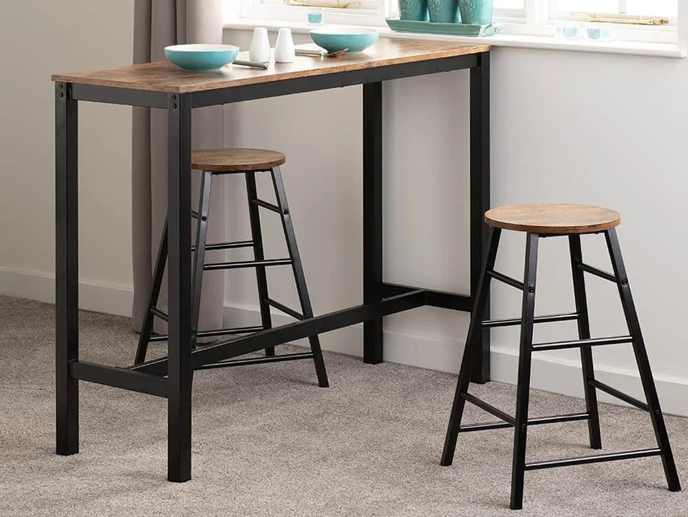 Seconique Athens Acacia and Black 2 Seat Bar Set