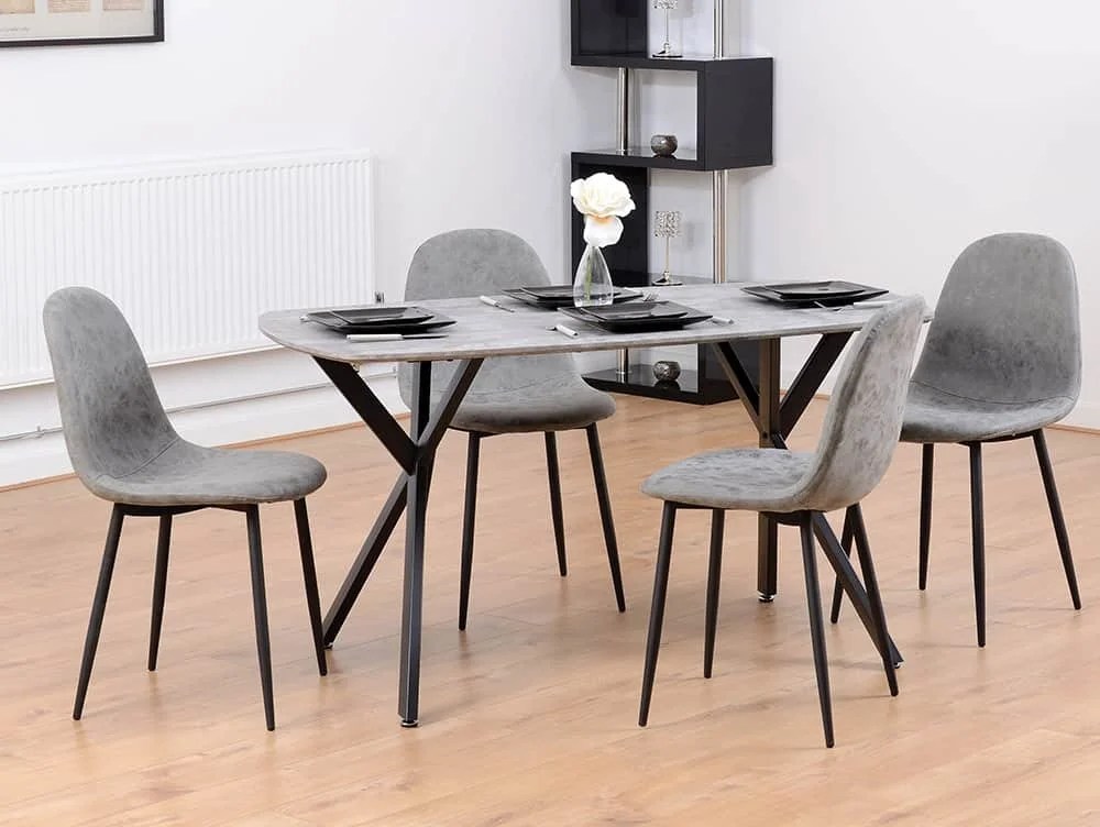 Seconique Athens Concrete Effect Dining Table and 4 Chair Set