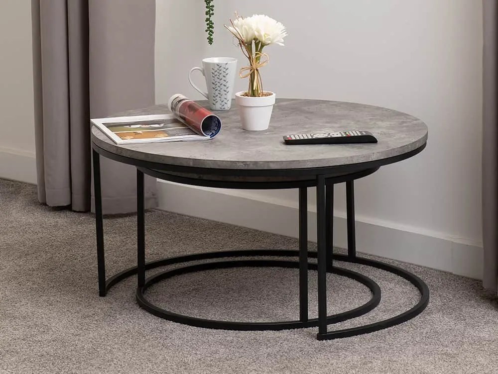 Seconique Athens Concrete Effect Nesting Coffee Tables