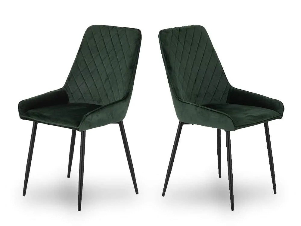 Seconique Avery Set of 2 Green Velvet Dining Chairs