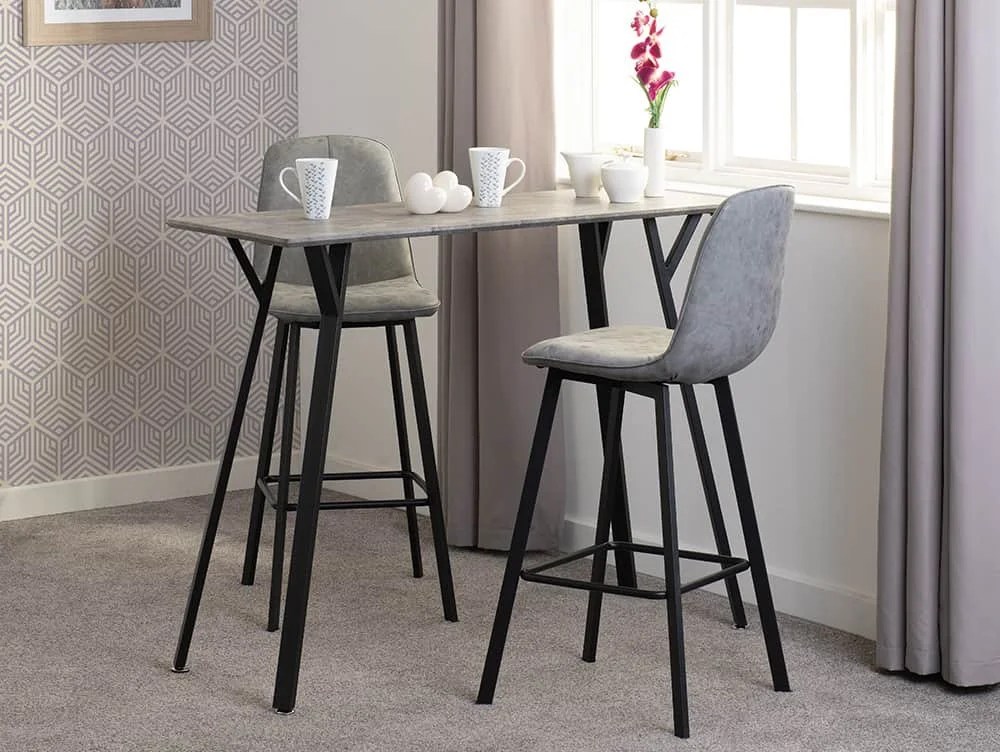 Seconique Quebec Concrete Effect Bar Table and 2 Chair Set