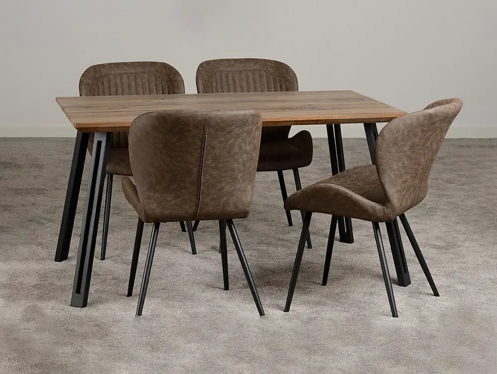 Seconique Quebec Oak Effect Dining Table and 4 Chair Set