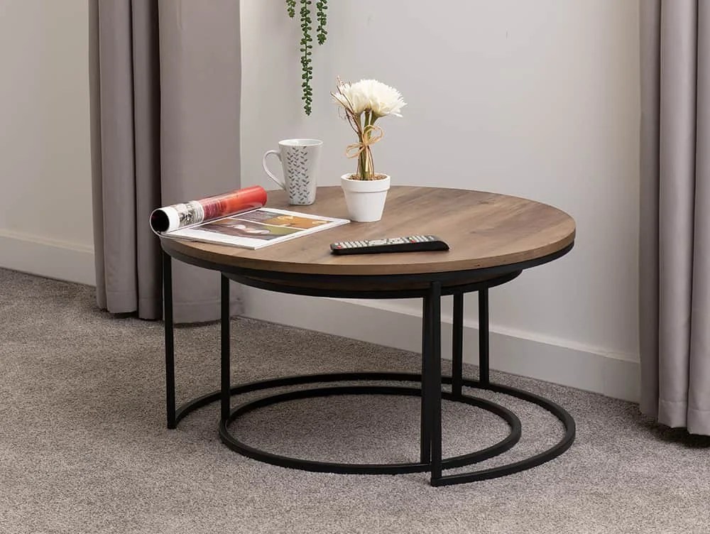 Seconique Quebec Oak Effect Nesting Coffee Tables