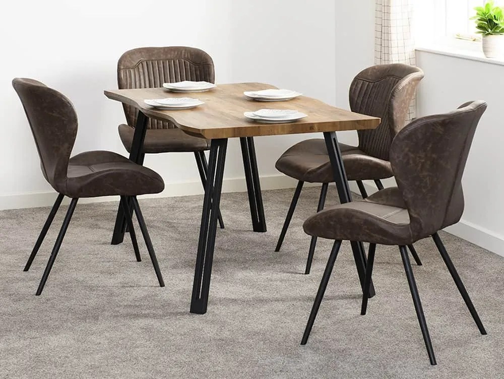 Seconique Quebec Wave Oak Effect Dining Table and 4 Chair Set