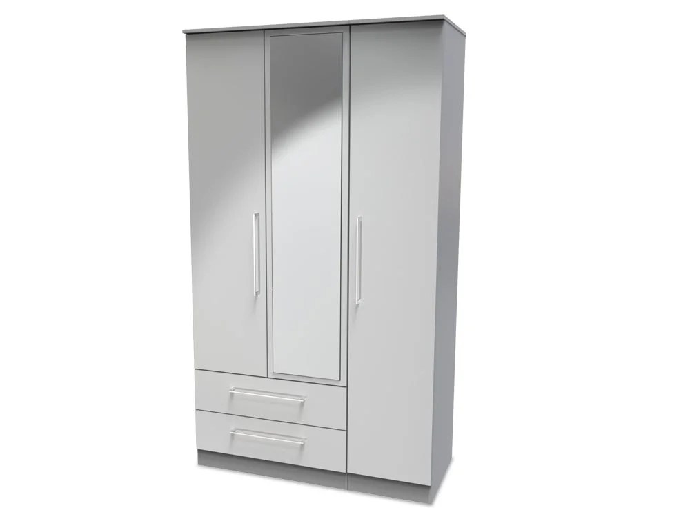 Welcome Worcester 3 Door 2 Drawer Tall Mirrored Triple Wardrobe (Assembled)